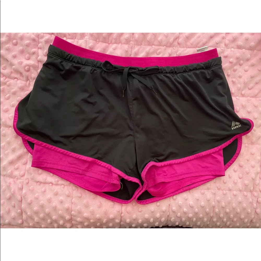 | Medium RBX Performance Pink Black Layer Running Shorts Dry Wick